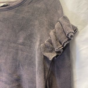 Love Shack Fancy Purple Ruffle Crop Sweat Shirt